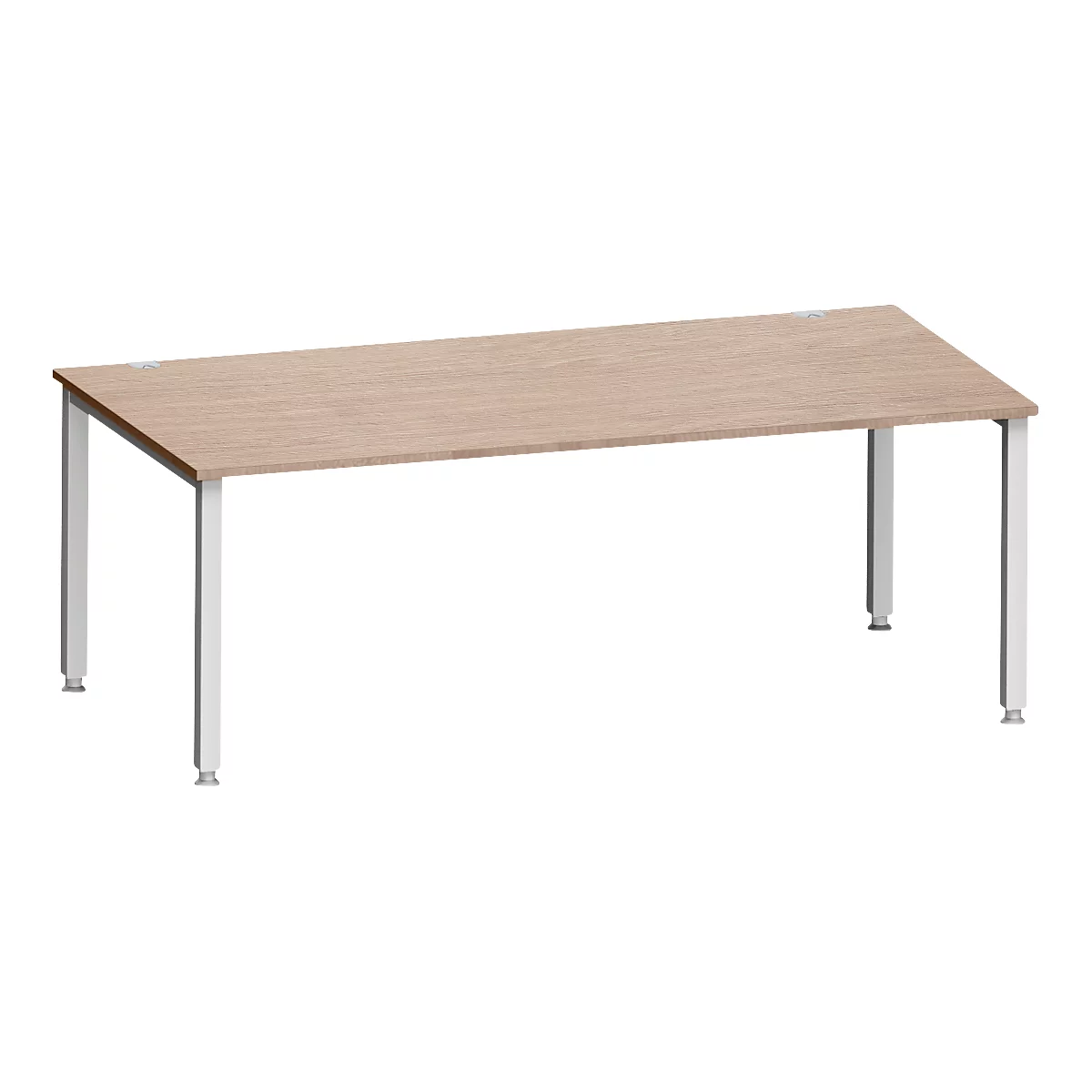 Schäfer Shop Genius Schreibtisch MODENA FLEX, 4-Fuß-Quadratrohr, verkürzte Seitenteile, B 1800 mm, Eiche-Dekor