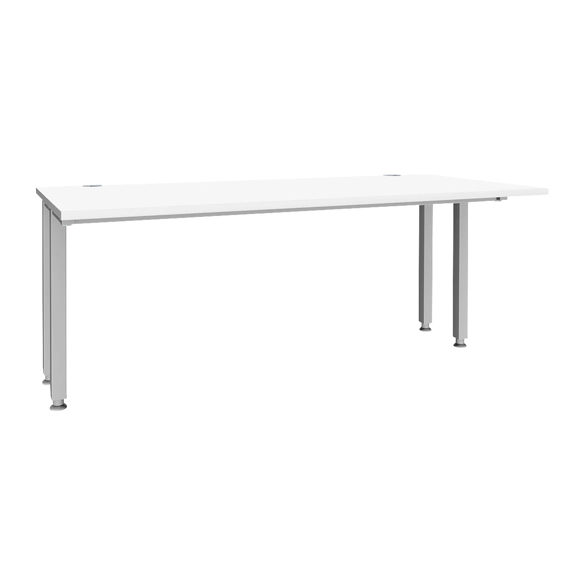 Schäfer Shop Genius Schreibtisch MODENA FLEX, 4-Fuß-Quadratrohr, verkürzte Seitenteile, B 1800 mm, weiß