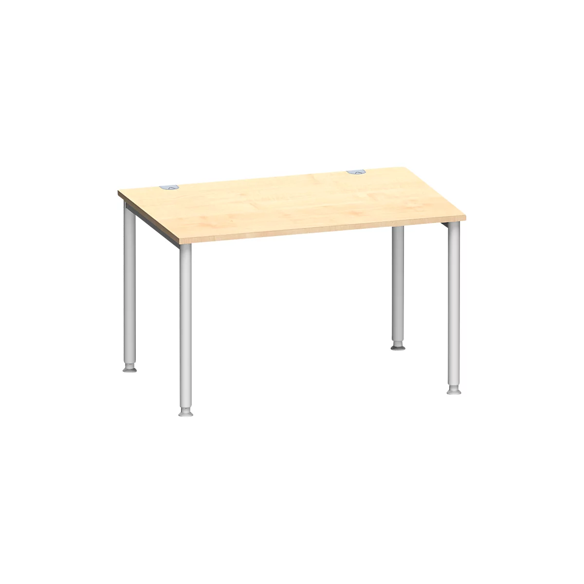 Schäfer Shop Genius Schreibtisch MODENA FLEX, 4-Fuß-Rundrohr, B 1200 x T 800 mm, Ahorn/weißalu 