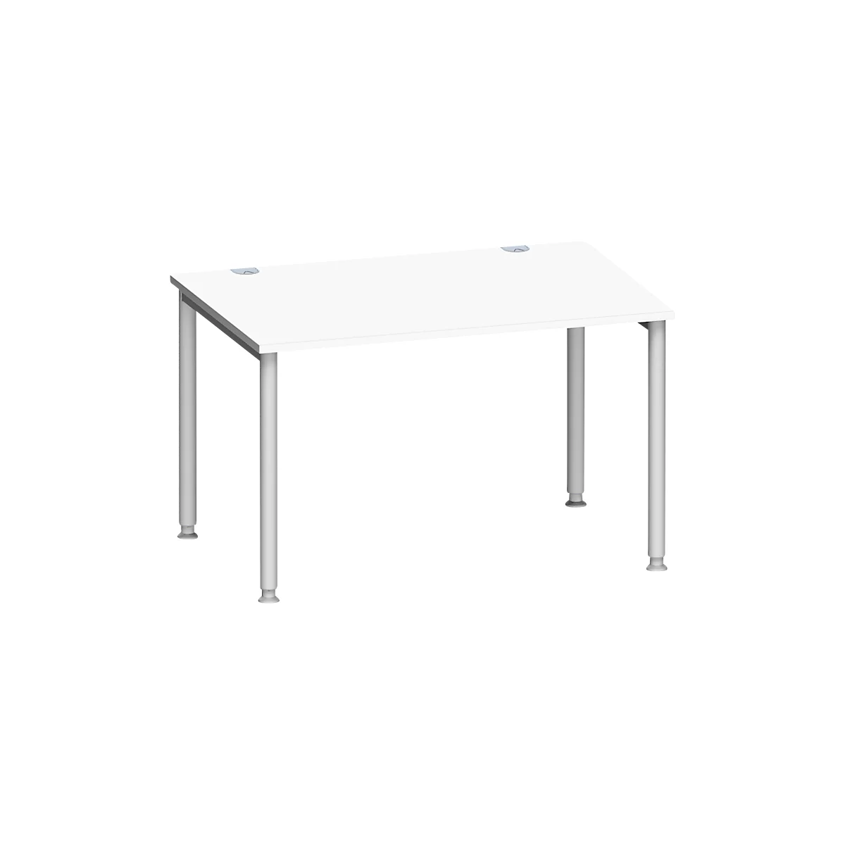 Schäfer Shop Genius Schreibtisch MODENA FLEX, 4-Fuß-Rundrohr, B 1200 x T 800 mm, weiß/weißalu