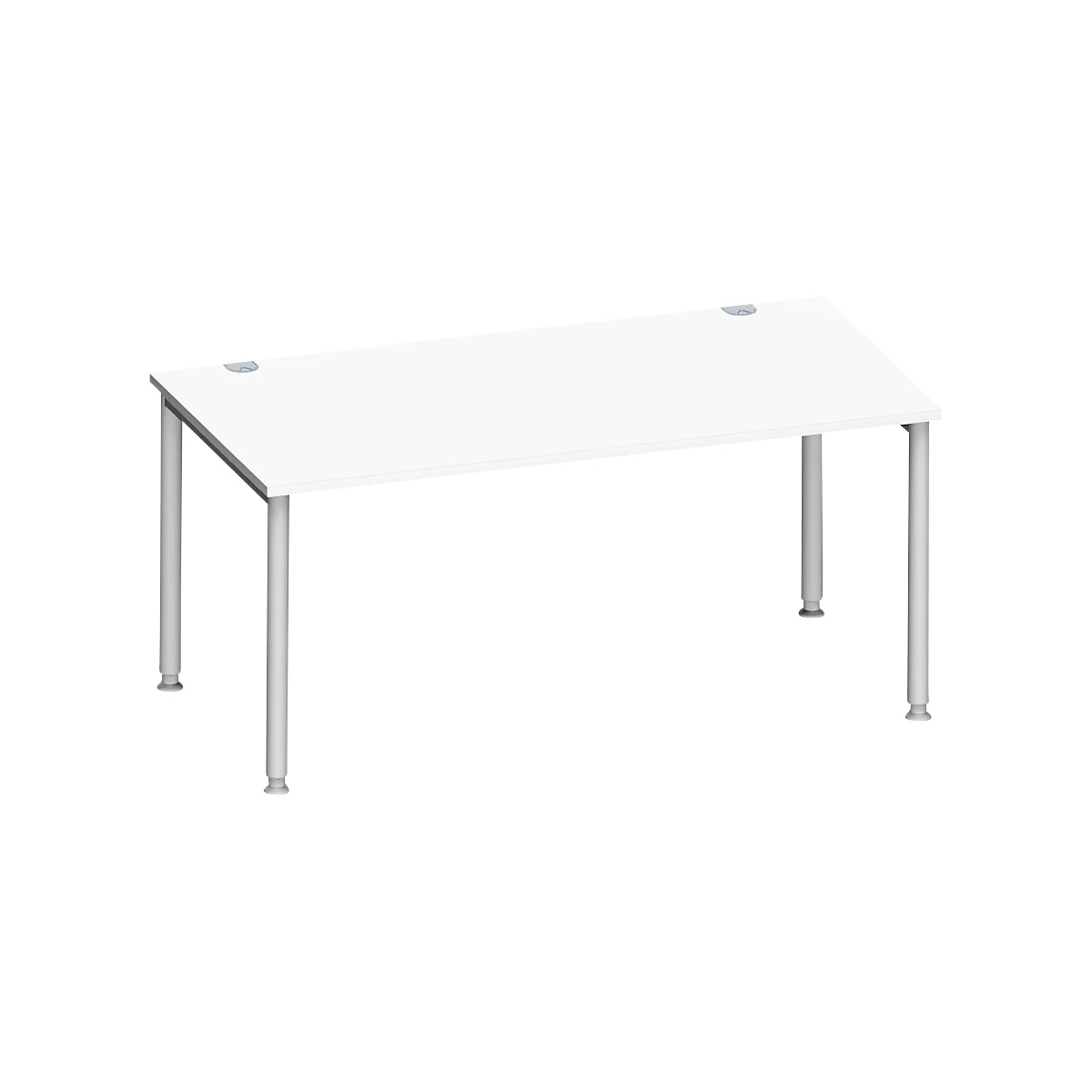 Schäfer Shop Genius Schreibtisch MODENA FLEX, 4-Fuß-Rundrohr, B 1600 x T 800 mm, weiß/weißalu