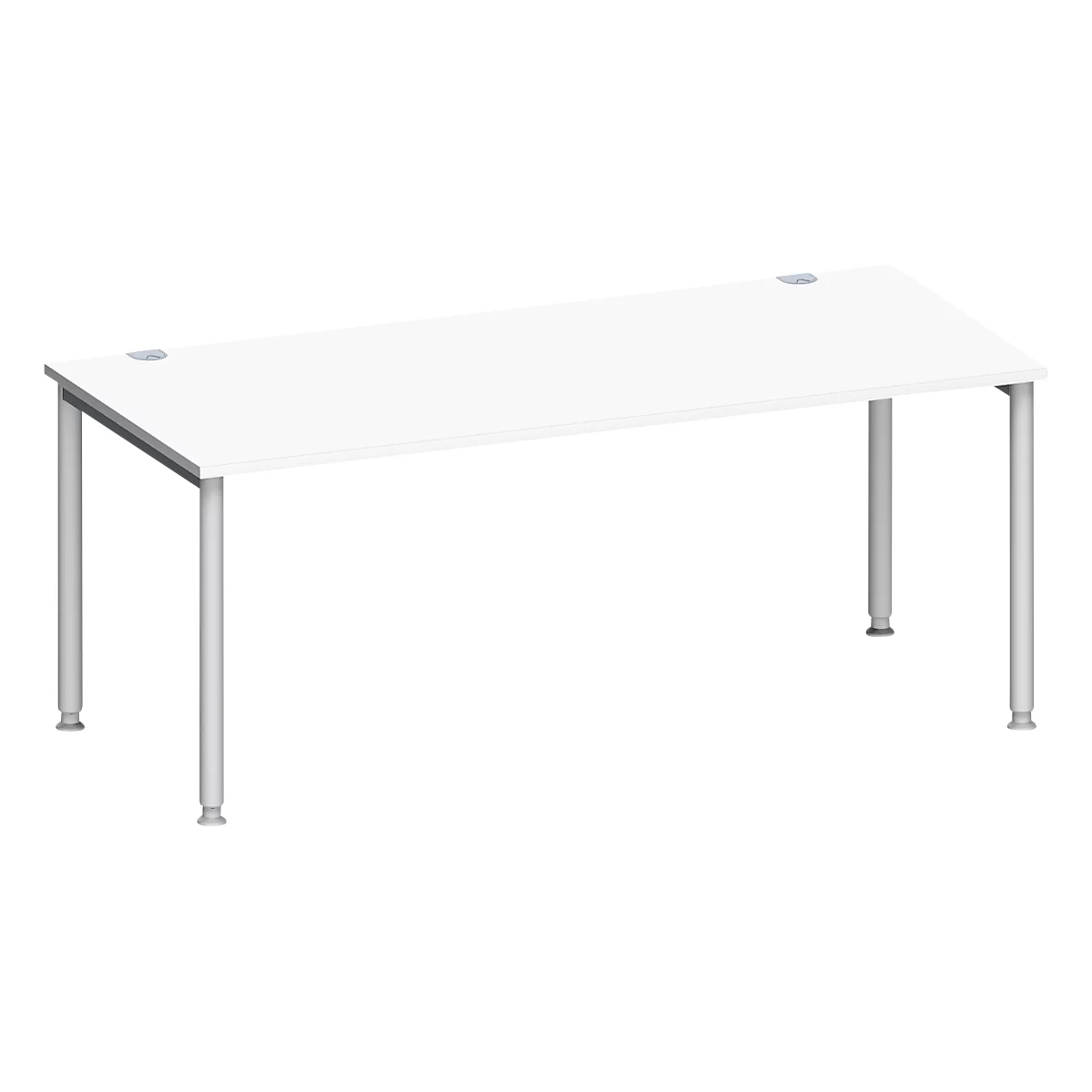 Schäfer Shop Genius Schreibtisch MODENA FLEX, 4-Fuß-Rundrohr, B 1800 x T 800 mm, weiß/weißalu