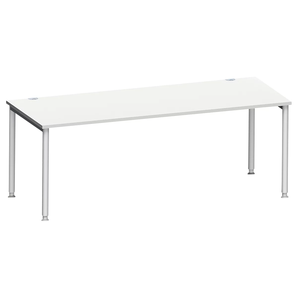 Schäfer Shop Genius Schreibtisch MODENA FLEX, 4-Fuß-Rundrohr, B 2000 x T 1000 mm, lichtgrau/weißalu