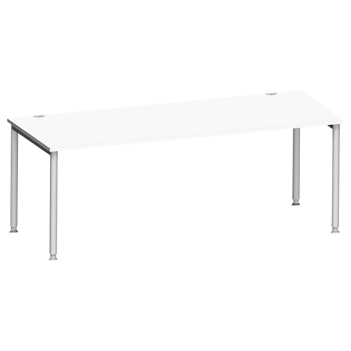 Schäfer Shop Genius Schreibtisch MODENA FLEX, 4-Fuß-Rundrohr, B 2000 x T 1000 mm, weiß/weißalu