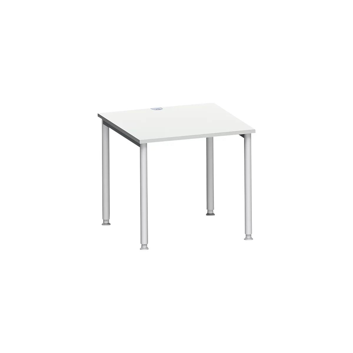 Schäfer Shop Genius Schreibtisch MODENA FLEX, 4-Fuß-Rundrohr, B 800 x T 800 mm, lichtgrau/weißalu 