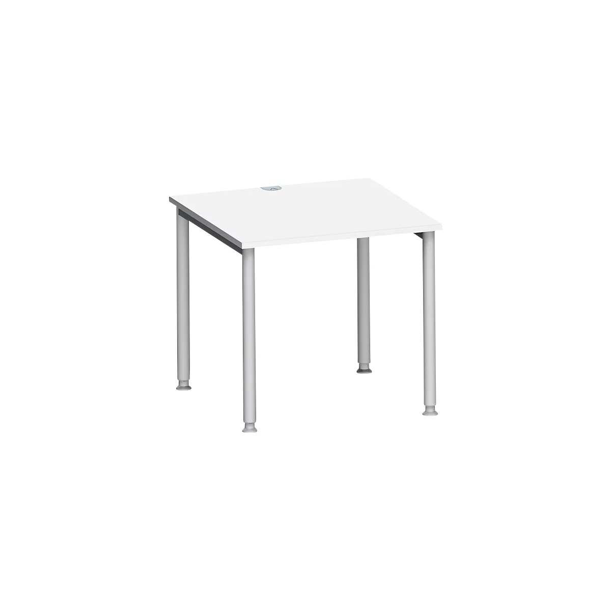 Schäfer Shop Genius Schreibtisch MODENA FLEX, 4-Fuß-Rundrohr, B 800 x T 800 mm, weiß/weißalu 