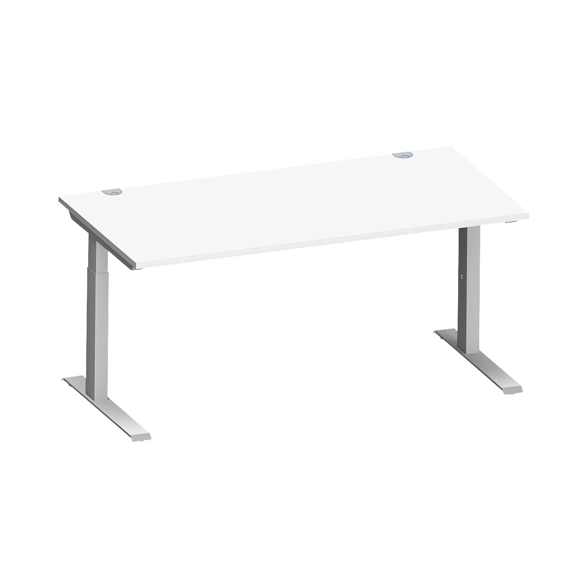 Schäfer Shop Genius Schreibtisch MODENA FLEX, C-Fuß-Rechteckrohr, B 1600 x T 800 mm, weiß/weißalu