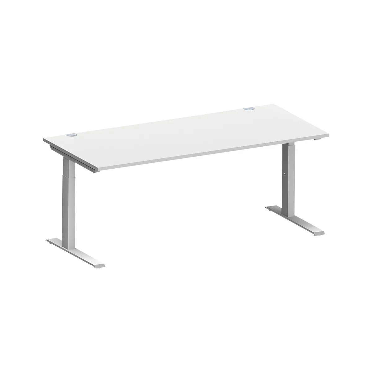 Schäfer Shop Genius Schreibtisch MODENA FLEX, C-Fuß-Rechteckrohr, B 1800 x T 800 mm, lichtgrau/weißalu