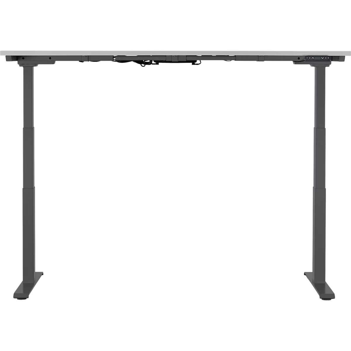 Schäfer Shop Genius Schreibtisch MODENA FLEX, elektrisch höhenverstellbar, Rechteck, T-Fuß, B 1800 x T 800 mm, lichtgrau/anthrazit