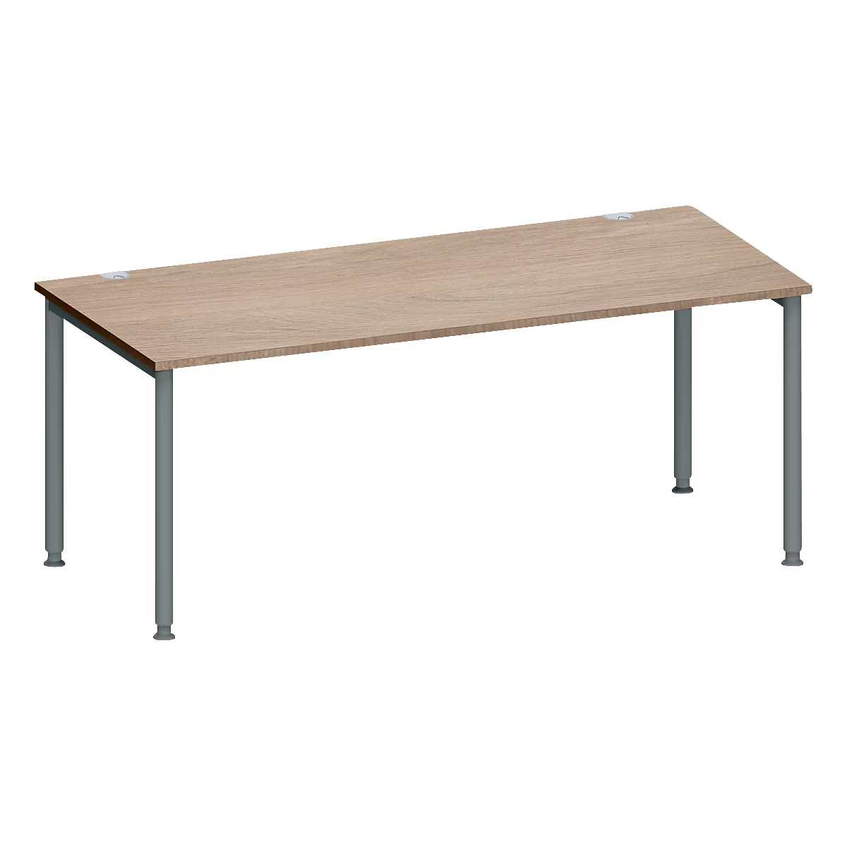 Schäfer Shop Genius Schreibtisch MODENA FLEX, Freiform links, T-Fuß Rechteckrohr, B 1800 x T 1000/800 x H 650-850 mm, Eiche/anthrazit