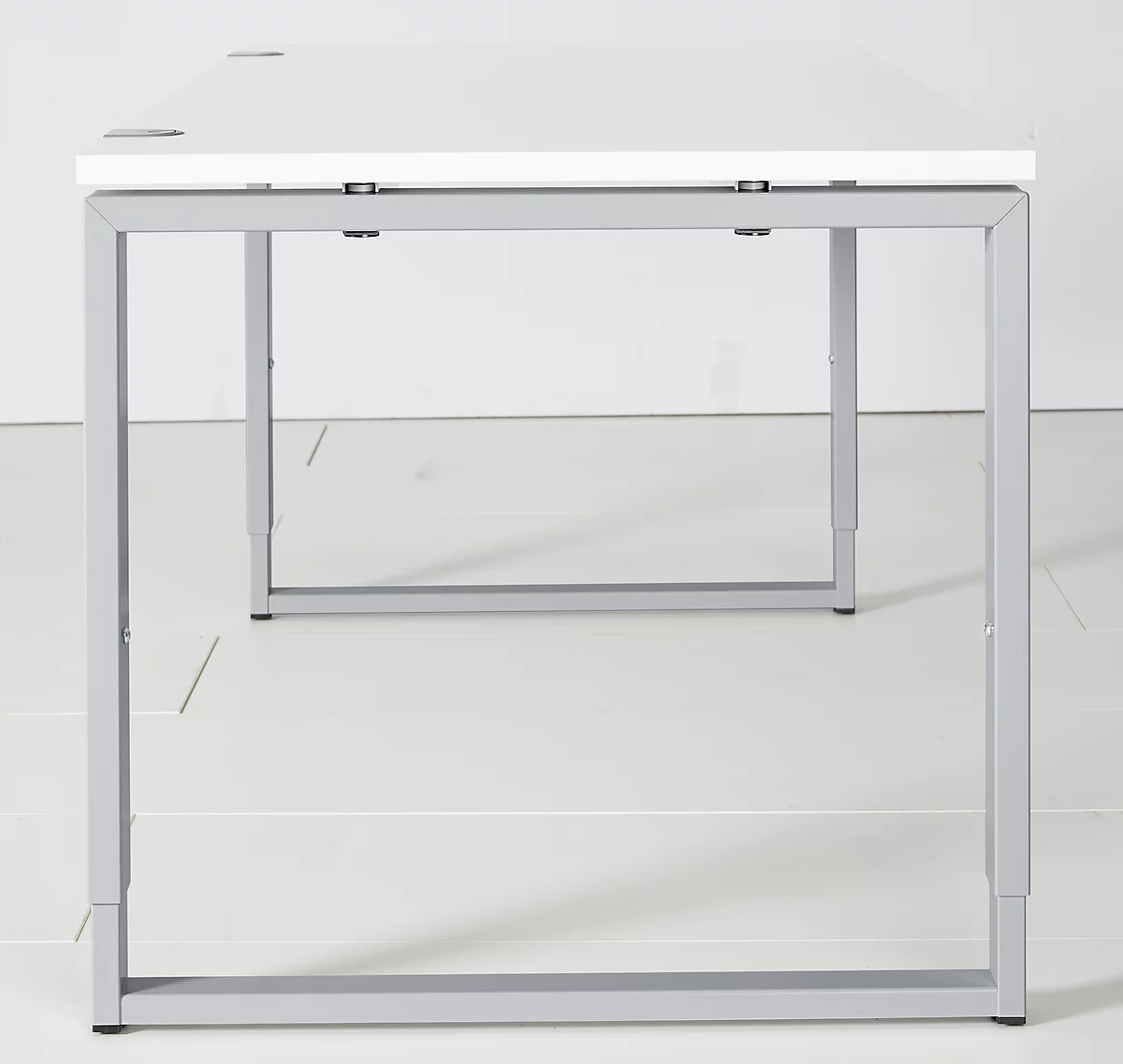 Schäfer Shop Genius Schreibtisch Modena Flex, höheneinstellbar, Rechteckform, Bügelfuß, Breite 1200 mm, weiß