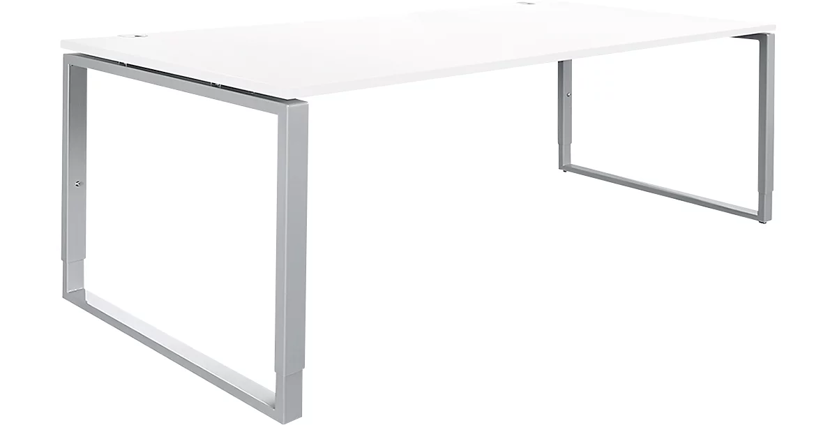 Schäfer Shop Genius Schreibtisch Modena Flex, höheneinstellbar, Rechteckform, Bügelfuß, Breite 2000 mm, weiß