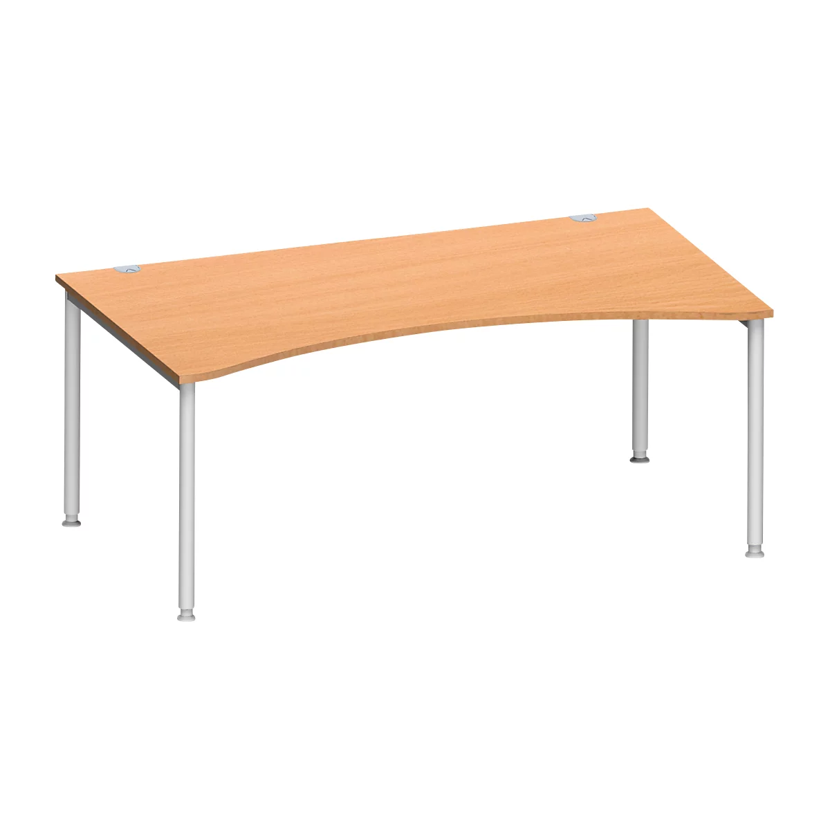 Schäfer Shop Genius Schreibtisch MODENA FLEX, mit Cockpitplatte, 4-Fuß-Rundrohr, B 1800 x T 800/1000 mm, Buche 