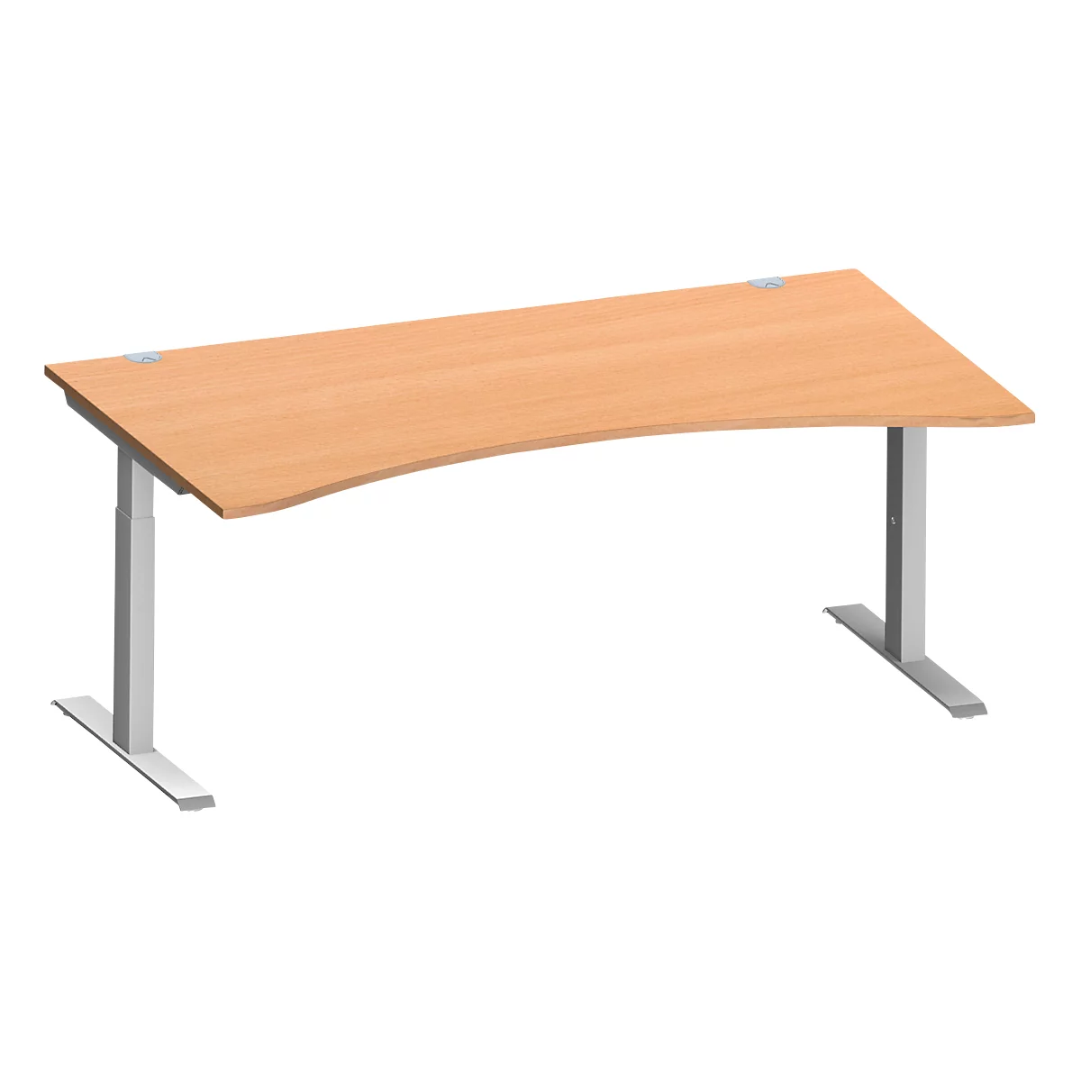 Schäfer Shop Genius Schreibtisch MODENA FLEX, mit Cockpitplatte, C-Fuß-Rechteckrohr, Breite 1800 mm, Buche/weißalu