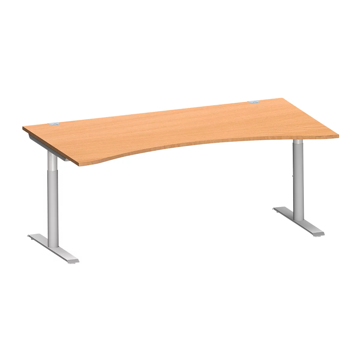 Schäfer Shop Genius Schreibtisch MODENA FLEX, mit Cockpitplatte, T-Fuß-Rundrohr, Breite 1800 mm, Buche/weißalu 