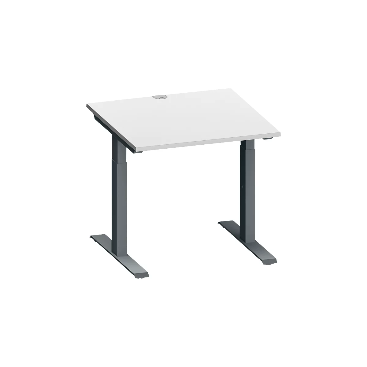 Schäfer Shop Genius Schreibtisch MODENA FLEX, Quadrat, T-Fuß Rechteckrohr, B 800 x T 800 x H 650-850 mm, lichtgrau/anthrazit