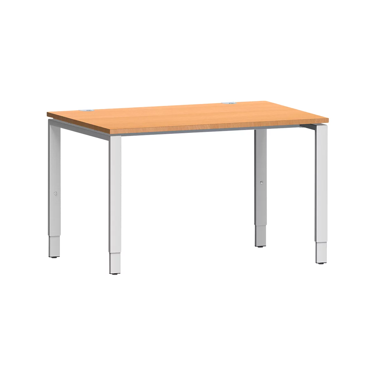 Schäfer Shop Genius Schreibtisch Modena Flex, Rechteck, 4-Fuß Rechteckrohr, B 1200 x T 800 x H 650-850 mm, Buche/weißaluminium