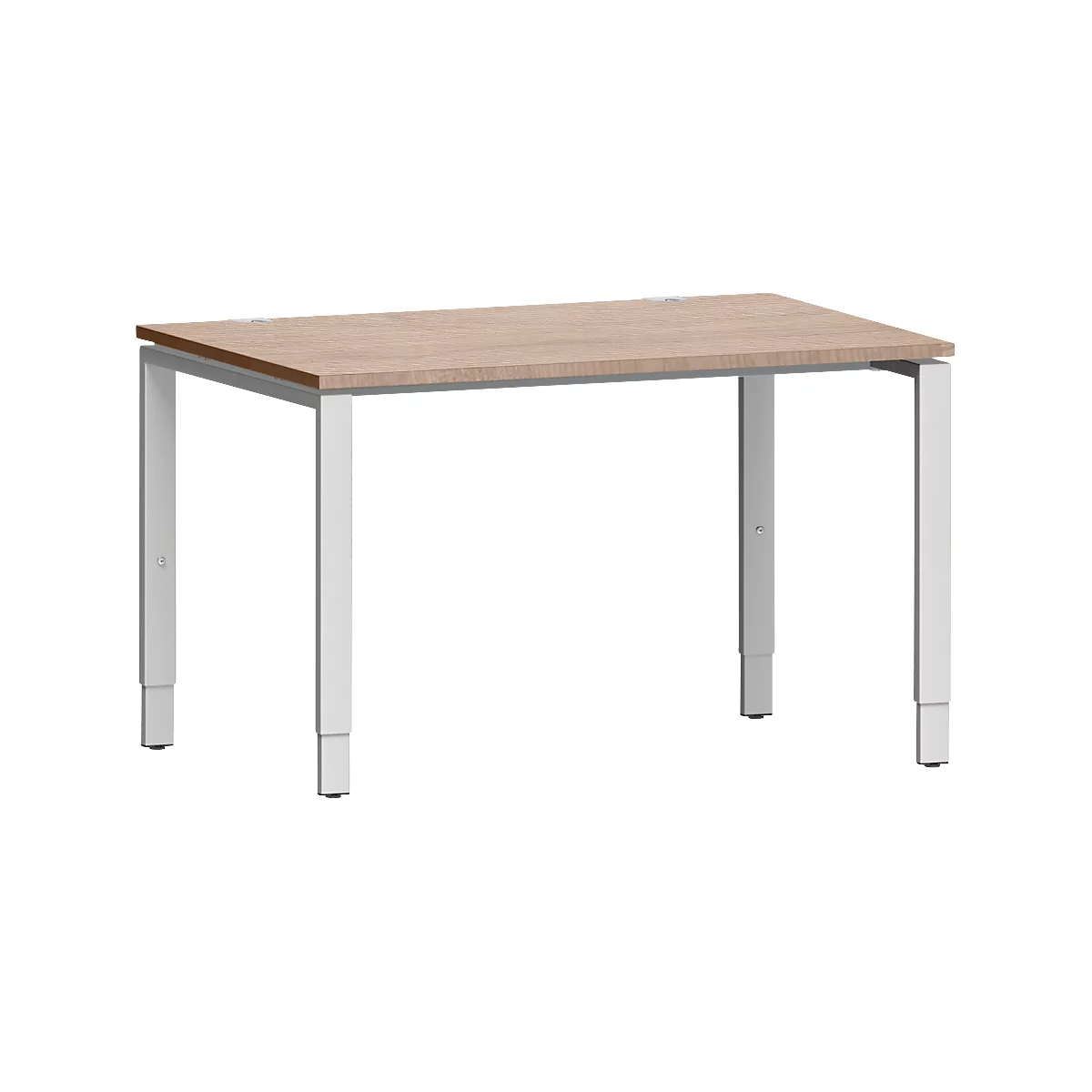 Schäfer Shop Genius Schreibtisch Modena Flex, Rechteck, 4-Fuß Rechteckrohr, B 1200x T 800 x H 650-850 mm, Eiche-Dekor/weißaluminium