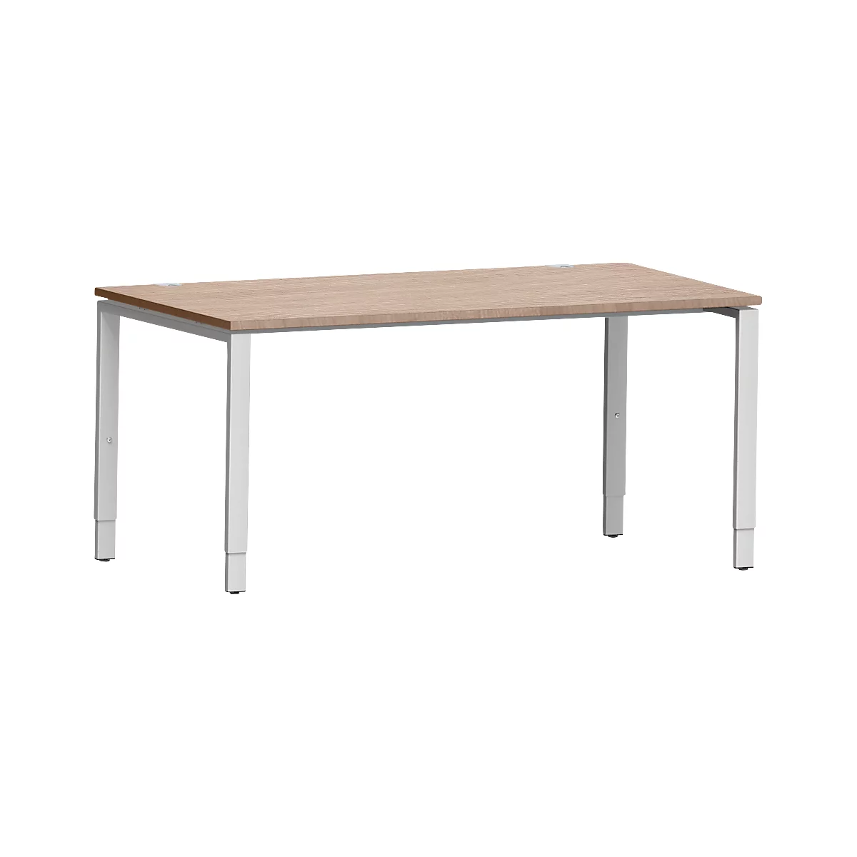 Schäfer Shop Genius Schreibtisch Modena Flex, Rechteck, 4-Fuß Rechteckrohr, B 1600 x T 800 x H 650-850 mm, Eiche-Dekor/weißaluminium