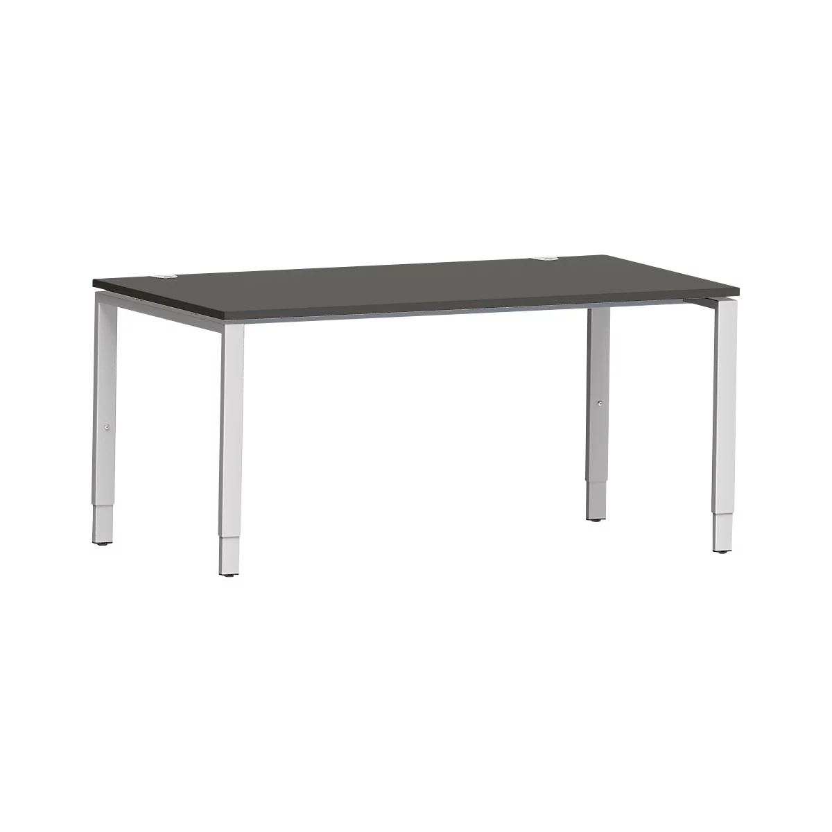 Schäfer Shop Genius Schreibtisch Modena Flex, Rechteck, 4-Fuß Rechteckrohr, B 1600 x T 800 x H 650-850 mm, graphit/weißaluminium