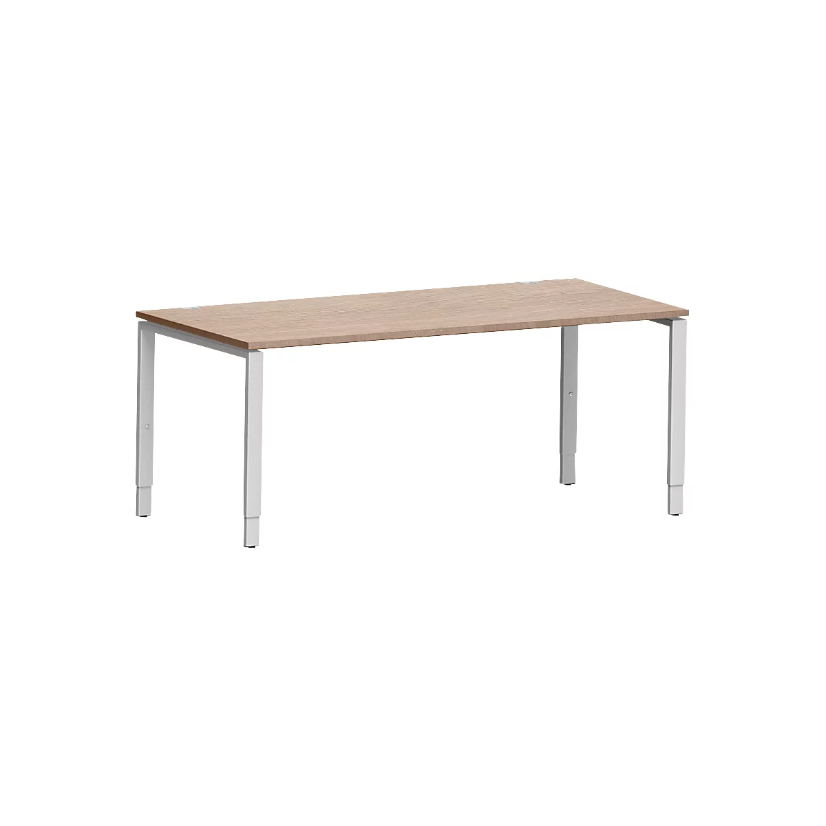 Schäfer Shop Genius Schreibtisch Modena Flex, Rechteck, 4-Fuß Rechteckrohr, B 1800 x T 800 x H 650-850 mm, Eiche-Dekor/weißaluminium