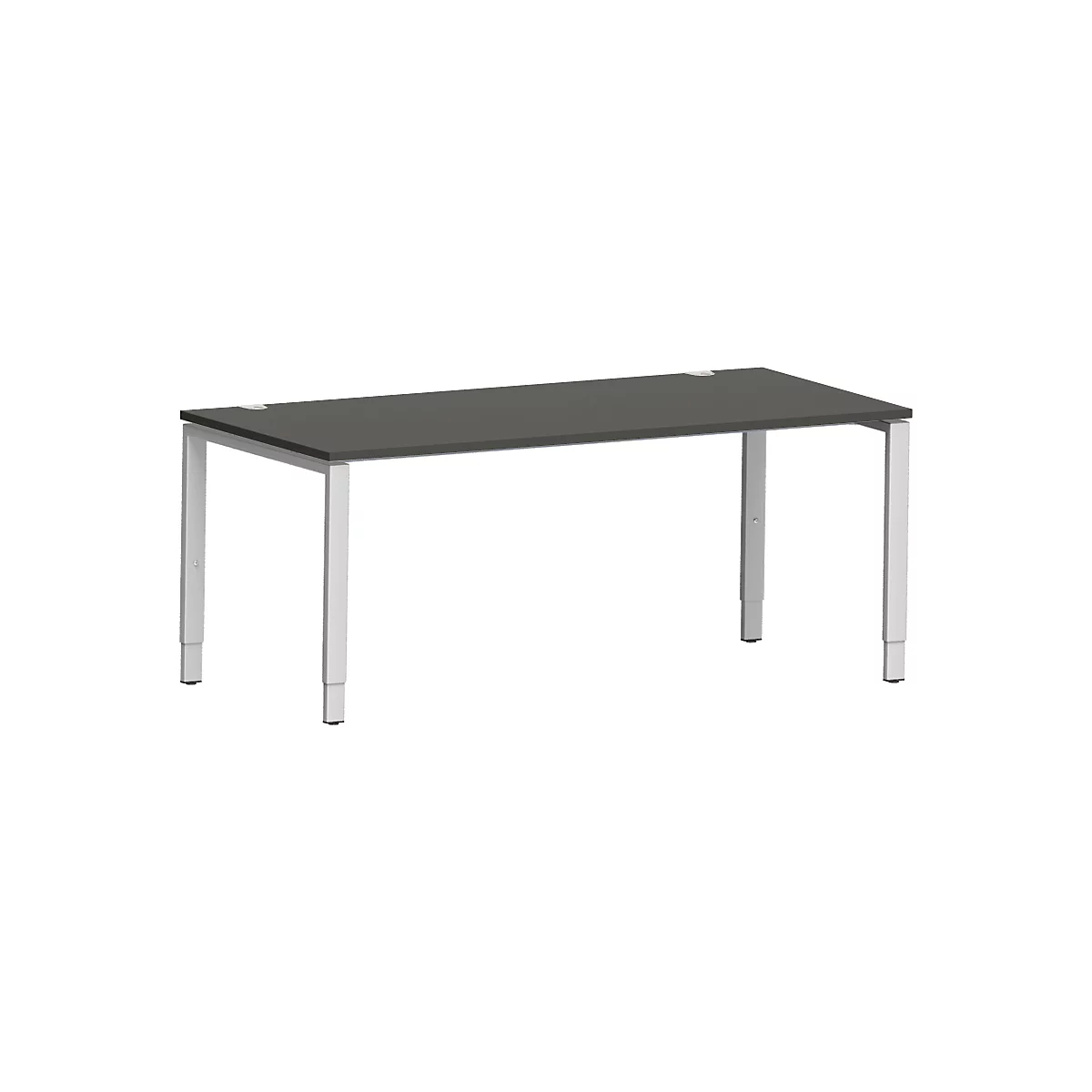 Schäfer Shop Genius Schreibtisch Modena Flex, Rechteck, 4-Fuß Rechteckrohr, B 1800 x T 800 x H 650-850 mm, graphit/weißaluminium