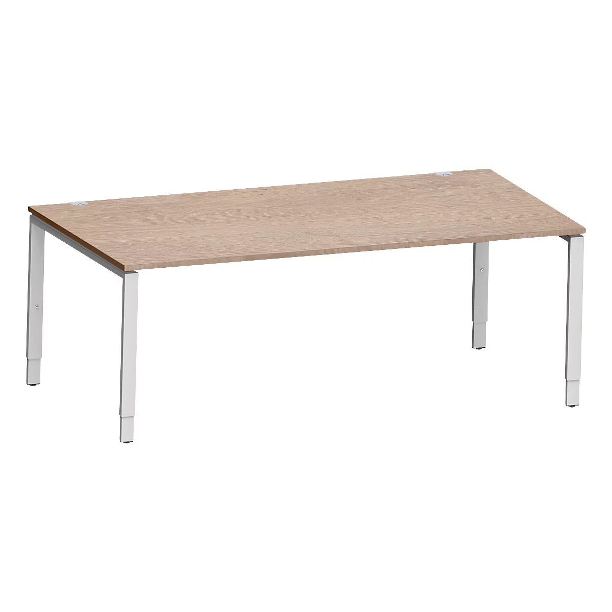 Schäfer Shop Genius Schreibtisch Modena Flex, Rechteck, 4-Fuß Rechteckrohr, B 2000 x T 1000 x H 650-850 mm, Eiche-Dekor/weißaluminium