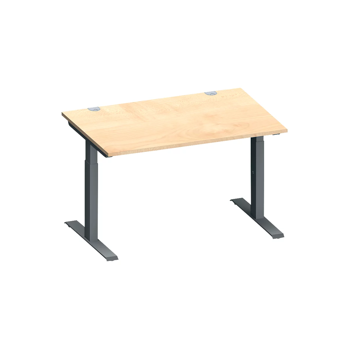 Schäfer Shop Genius Schreibtisch MODENA FLEX, Rechteck, T-Fuß Rechteckrohr, B 1200 x T 800 x H 650-850 mm, Ahorn/anthrazit