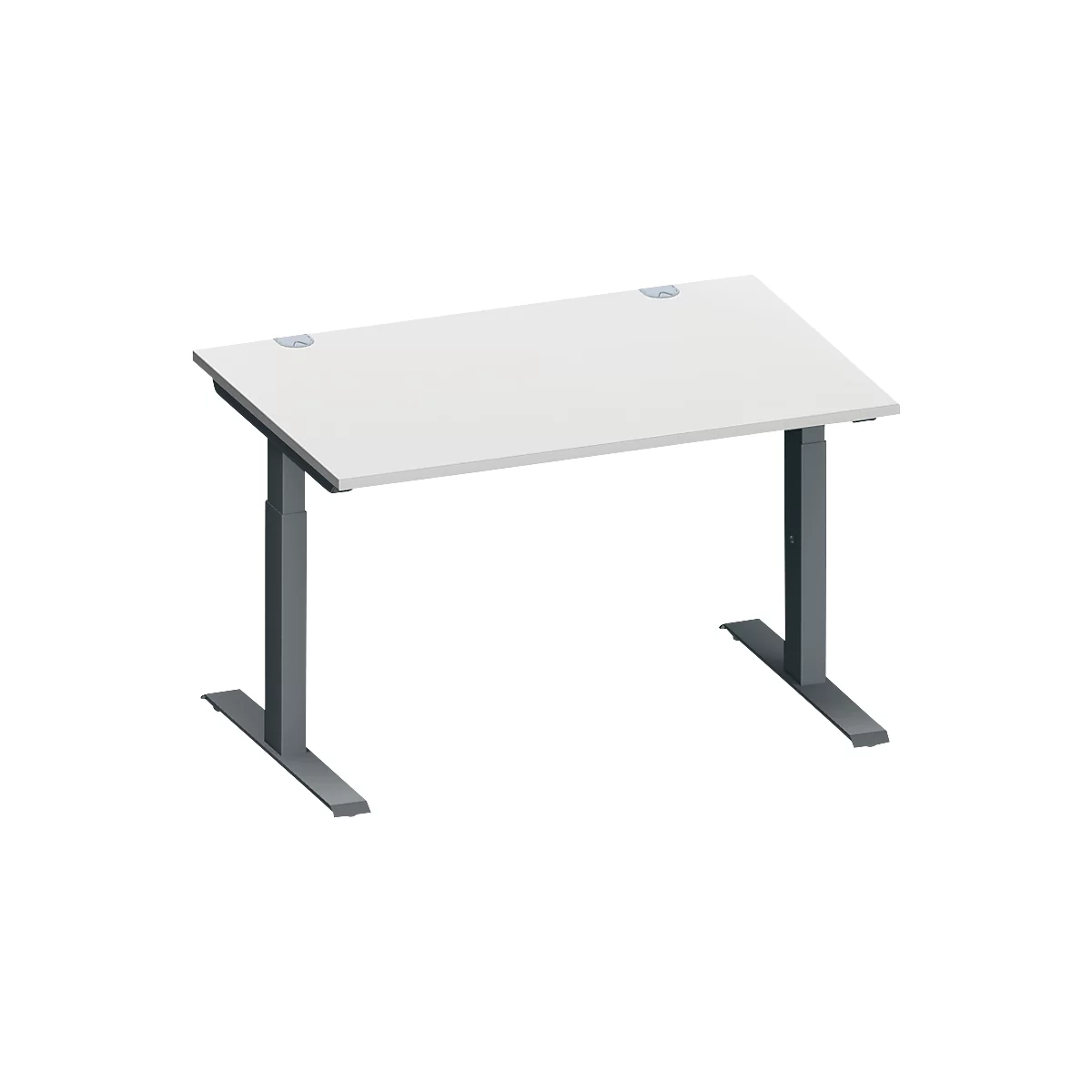 Schäfer Shop Genius Schreibtisch MODENA FLEX, Rechteck, T-Fuß Rechteckrohr, B 1200 x T 800 x H 650-850 mm, lichtgrau/anthrazit