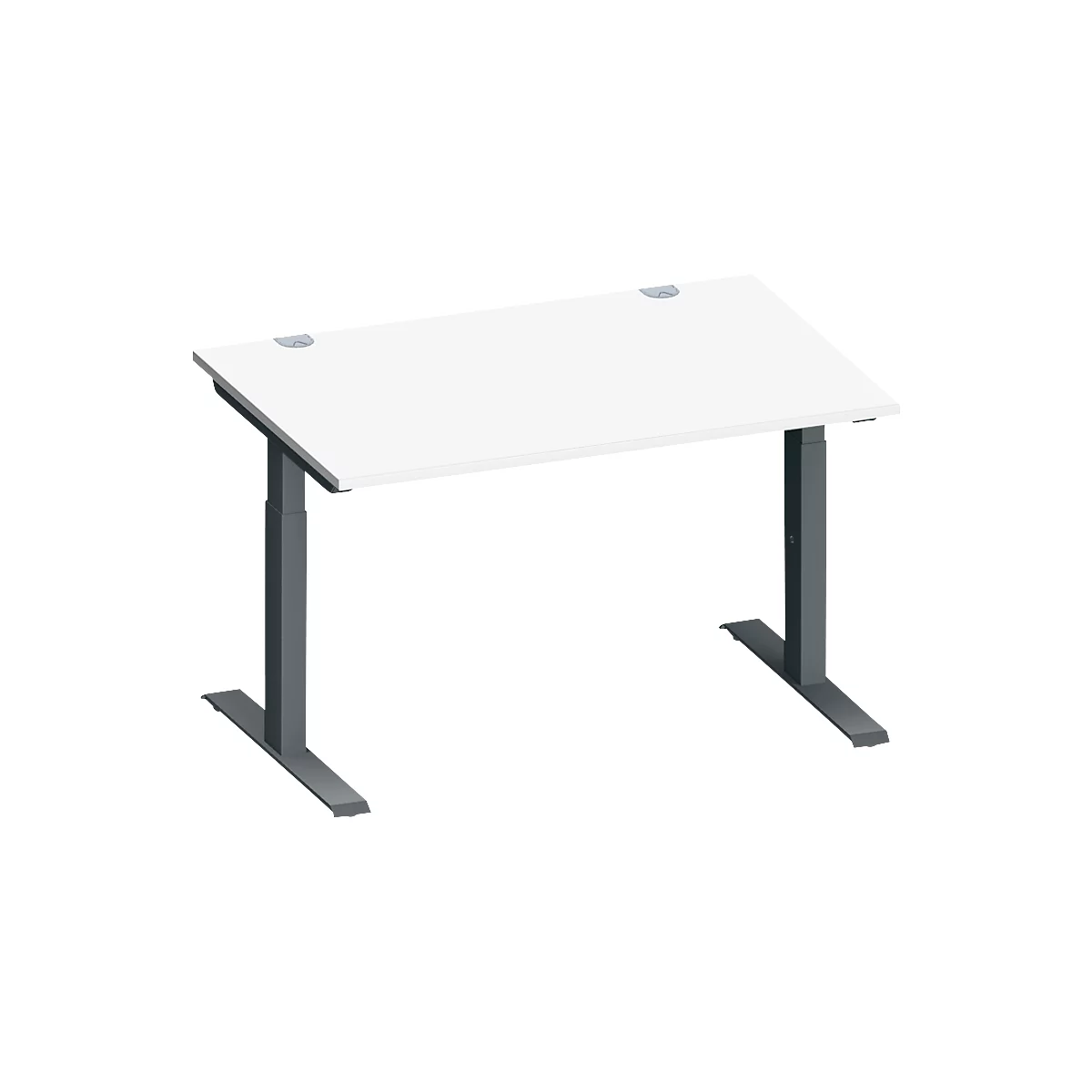 Schäfer Shop Genius Schreibtisch MODENA FLEX, Rechteck, T-Fuß Rechteckrohr, B 1200 x T 800 x H 650-850 mm, weiß/anthrazit