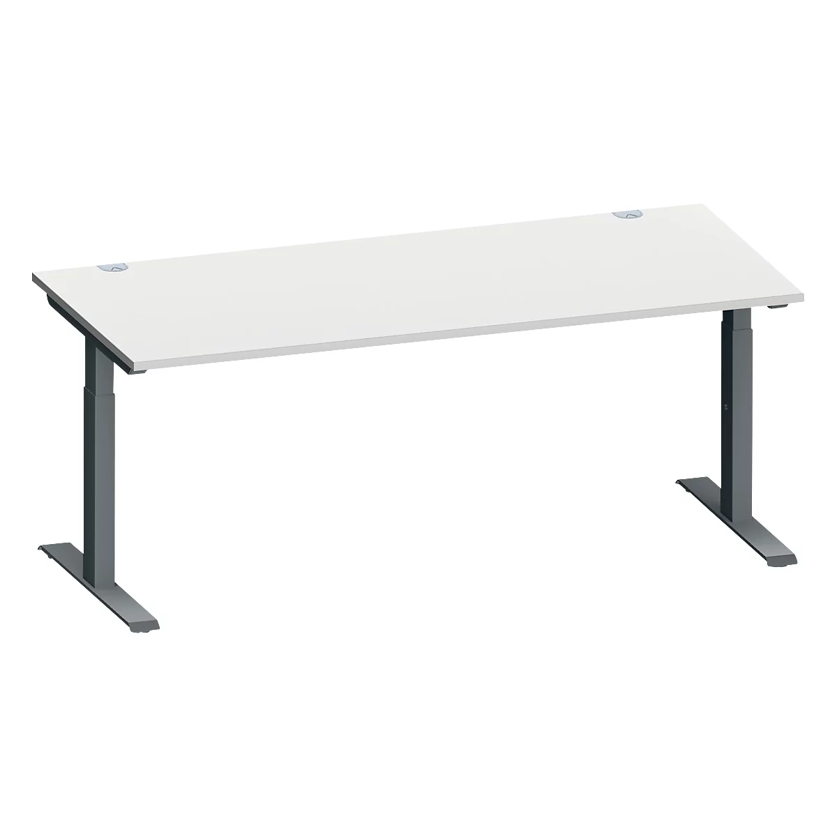 Schäfer Shop Genius Schreibtisch MODENA FLEX, Rechteck, T-Fuß Rechteckrohr, B 1800 x T 800 x H 650-850 mm, lichtgrau/anthrazit