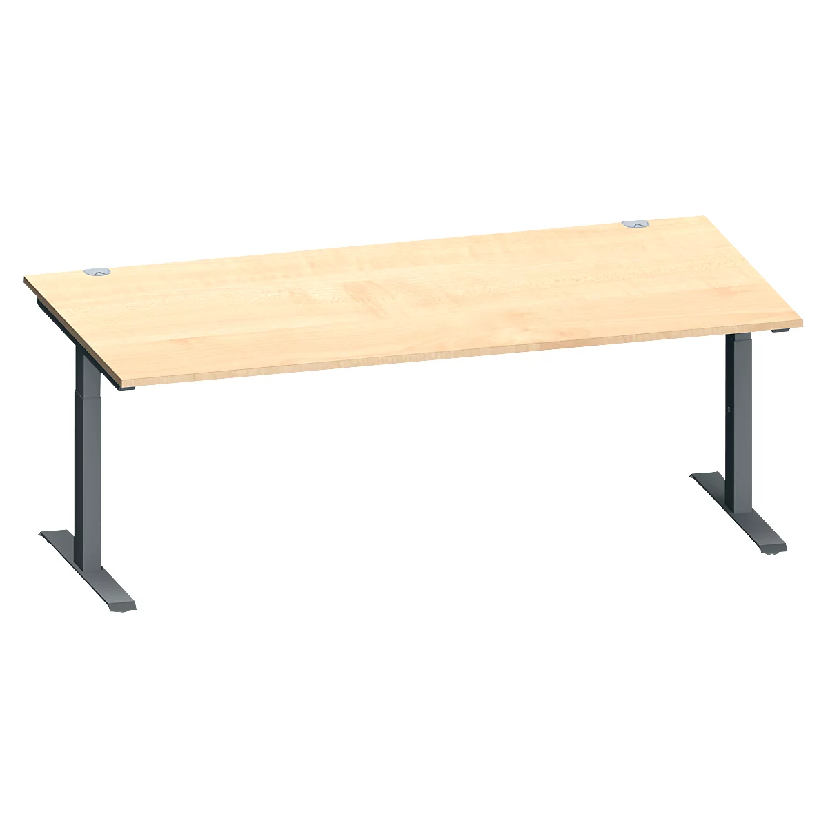 Schäfer Shop Genius Schreibtisch MODENA FLEX, Rechteck, T-Fuß Rechteckrohr, B 2000 x T 1000 x H 650-850 mm, Ahorn/anthrazit
