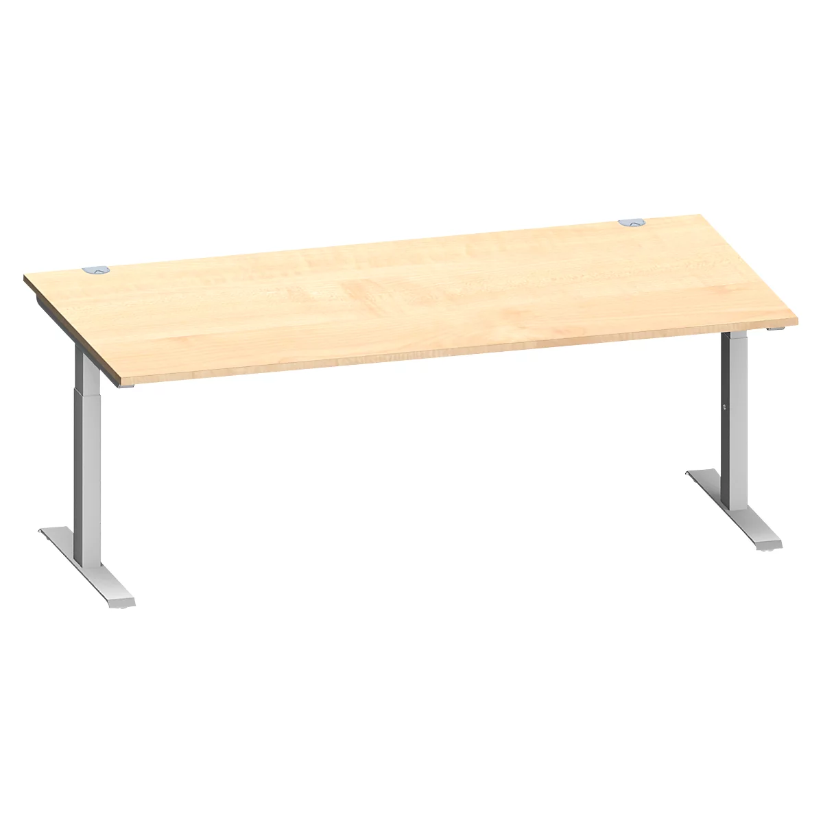 Schäfer Shop Genius Schreibtisch MODENA FLEX, Rechteck, T-Fuß Rechteckrohr, B 2000 x T 1000 x H 650-850 mm, Ahorn/weißalu
