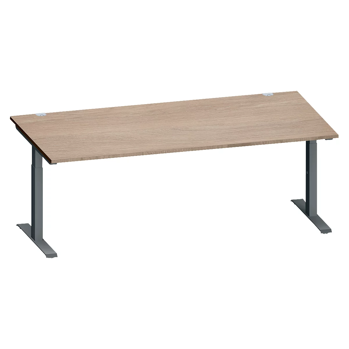 Schäfer Shop Genius Schreibtisch MODENA FLEX, Rechteck, T-Fuß Rechteckrohr, B 2000 x T 1000 x H 650-850 mm, Eiche/anthrazit