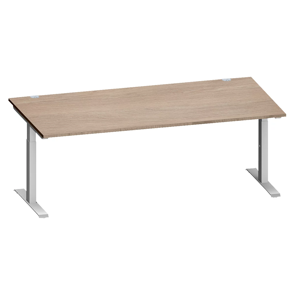 Schäfer Shop Genius Schreibtisch MODENA FLEX, Rechteck, T-Fuß Rechteckrohr, B 2000 x T 1000 x H 650-850 mm, Eiche/weißalu