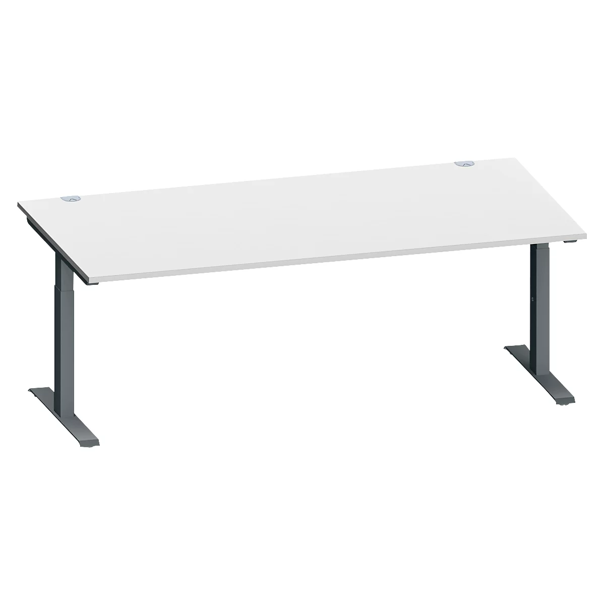 Schäfer Shop Genius Schreibtisch MODENA FLEX, Rechteck, T-Fuß Rechteckrohr, B 2000 x T 1000 x H 650-850 mm, lichtgrau/anthrazit
