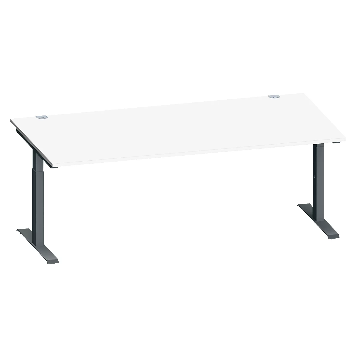 Schäfer Shop Genius Schreibtisch MODENA FLEX, Rechteck, T-Fuß Rechteckrohr, B 2000 x T 1000 x H 650-850 mm, weiß/anthrazit