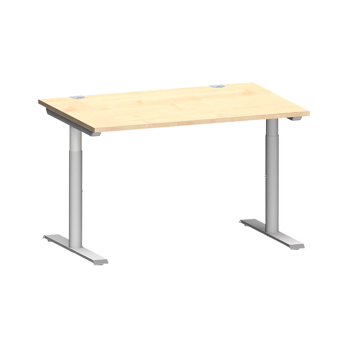 Schäfer Shop Genius Schreibtisch MODENA FLEX, T-Fuß-Rundrohr, B 1200 x T 800 mm, ahorn/weißalu