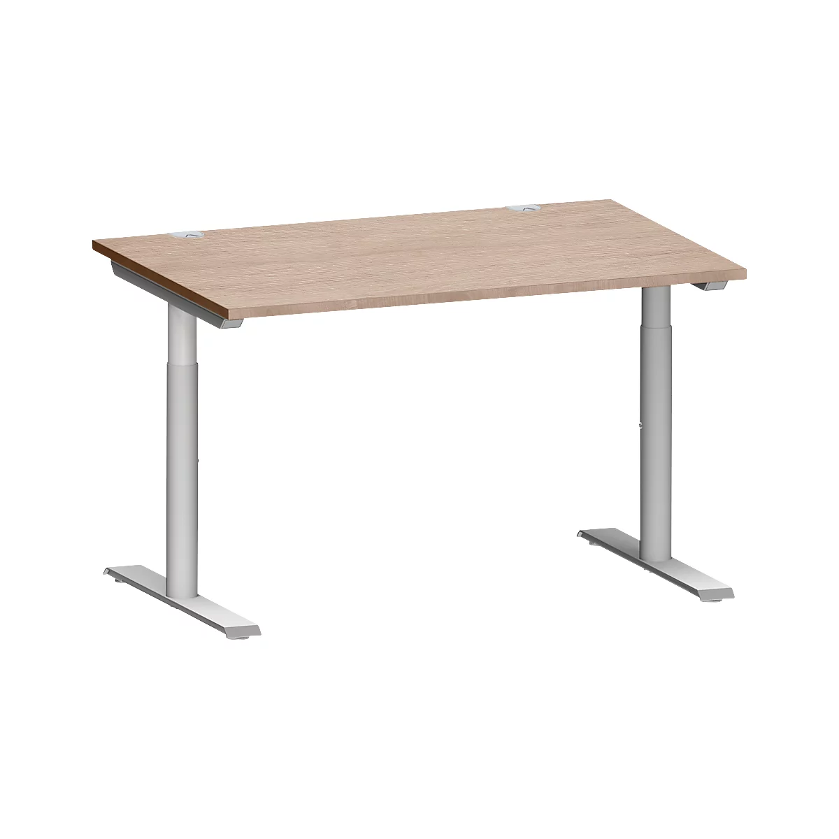 Schäfer Shop Genius Schreibtisch MODENA FLEX, T-Fuß-Rundrohr, B 1200 x T 800 mm, Eiche-Dekor/weißalu