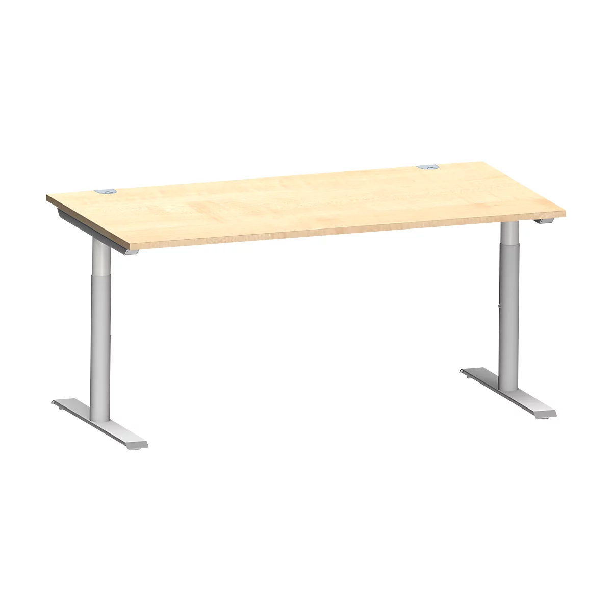 Schäfer Shop Genius Schreibtisch MODENA FLEX, T-Fuß-Rundrohr, B 1600 x T 800 mm, ahorn/weißalu