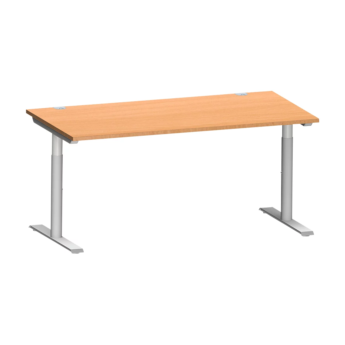 Schäfer Shop Genius Schreibtisch MODENA FLEX, T-Fuß-Rundrohr, B 1600 x T 800 mm, buche/weißalu