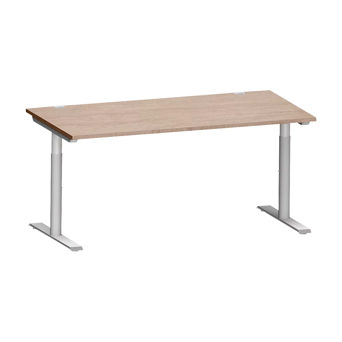 Schäfer Shop Genius Schreibtisch MODENA FLEX, T-Fuß-Rundrohr, B 1600 x T 800 mm, Eiche-Dekor/weißalu