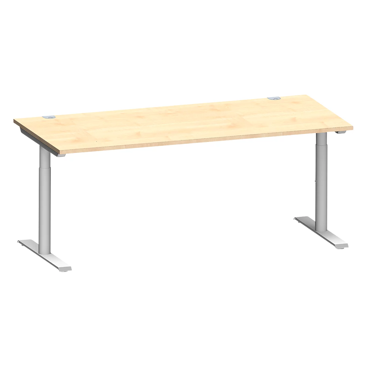 Schäfer Shop Genius Schreibtisch MODENA FLEX, T-Fuß-Rundrohr, B 1800 x T 800 mm, ahorn/weißalu