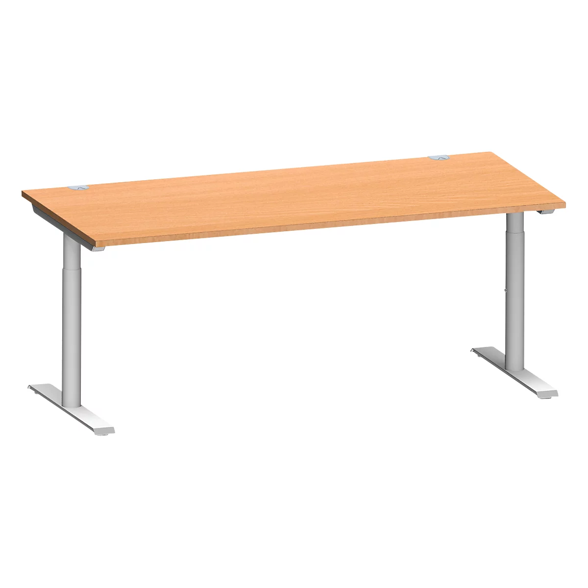 Schäfer Shop Genius Schreibtisch MODENA FLEX, T-Fuß-Rundrohr, B 1800 x T 800 mm, Buche, weißalu