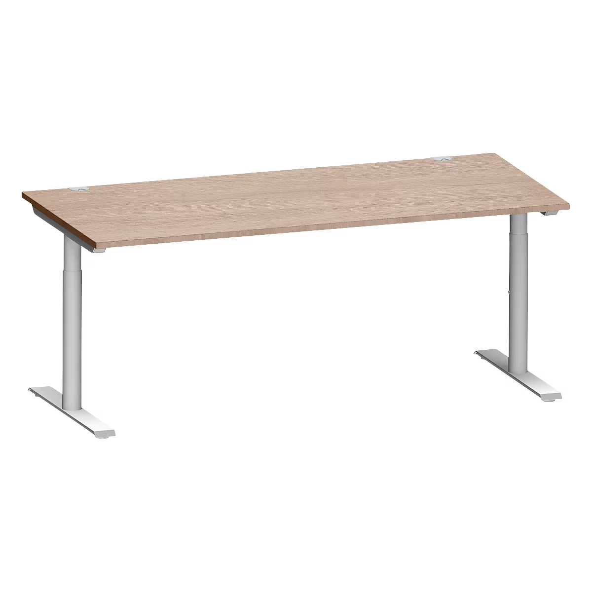 Schäfer Shop Genius Schreibtisch MODENA FLEX, T-Fuß-Rundrohr, B 1800 x T 800 mm, Eiche-Dekor/weißalu