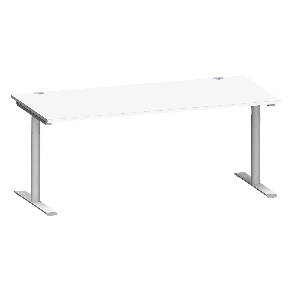 Schäfer Shop Genius Schreibtisch MODENA FLEX, T-Fuß-Rundrohr, B 1800 x T 800 mm, weiß/weißalu