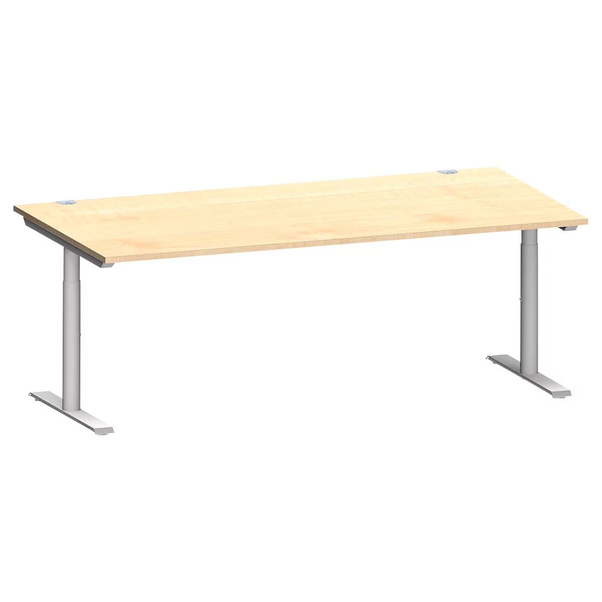 Schäfer Shop Genius Schreibtisch MODENA FLEX, T-Fuß-Rundrohr, B 2000 x T 1000 mm, ahorn/weißalu