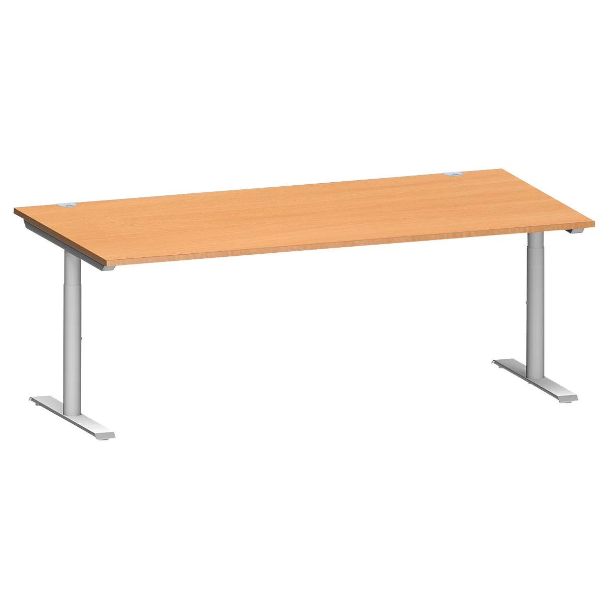 Schäfer Shop Genius Schreibtisch MODENA FLEX, T-Fuß-Rundrohr, B 2000 x T 1000 mm, buche/weißalu