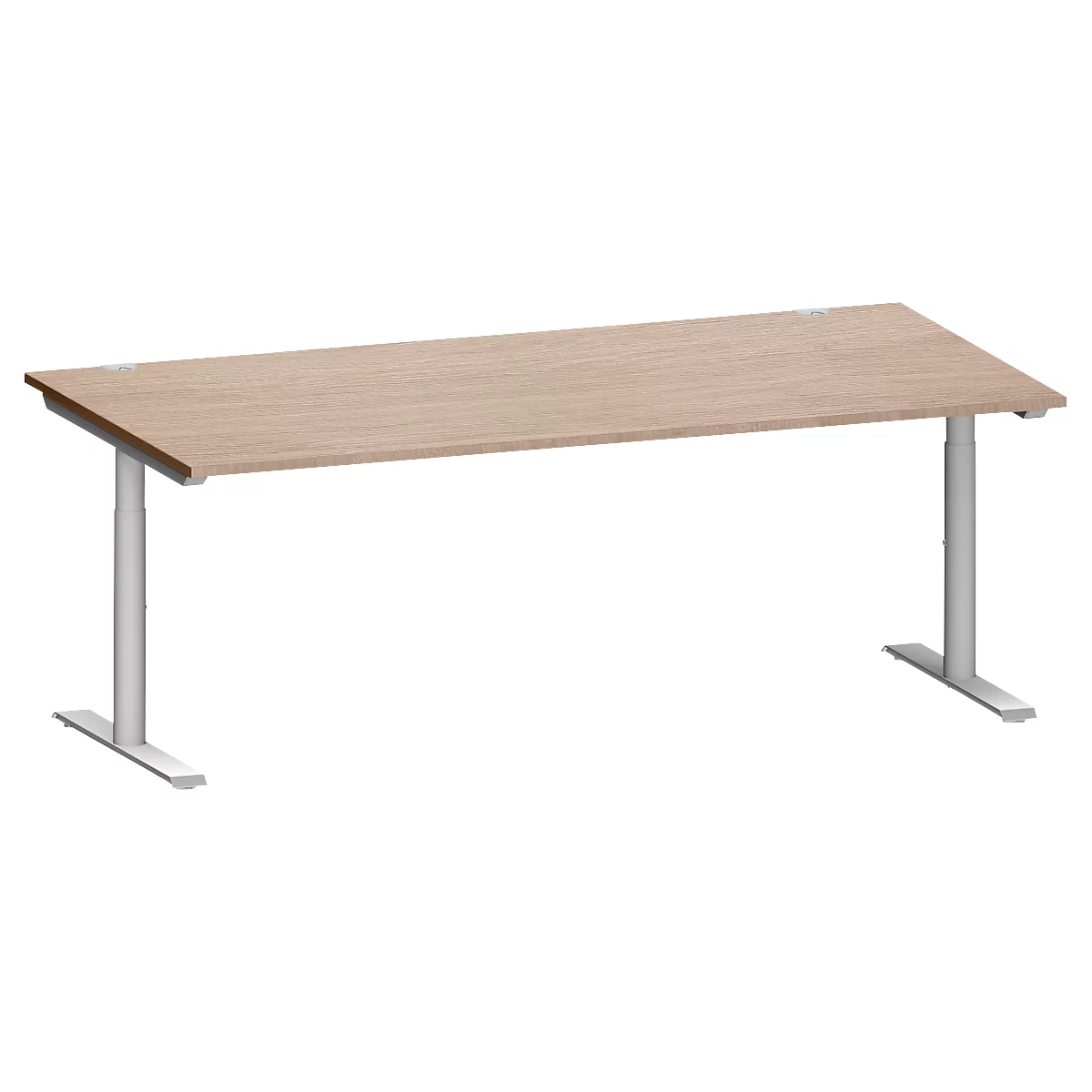 Schäfer Shop Genius Schreibtisch MODENA FLEX, T-Fuß-Rundrohr, B 2000 x T 1000 mm, Eiche-Dekor/weißalu