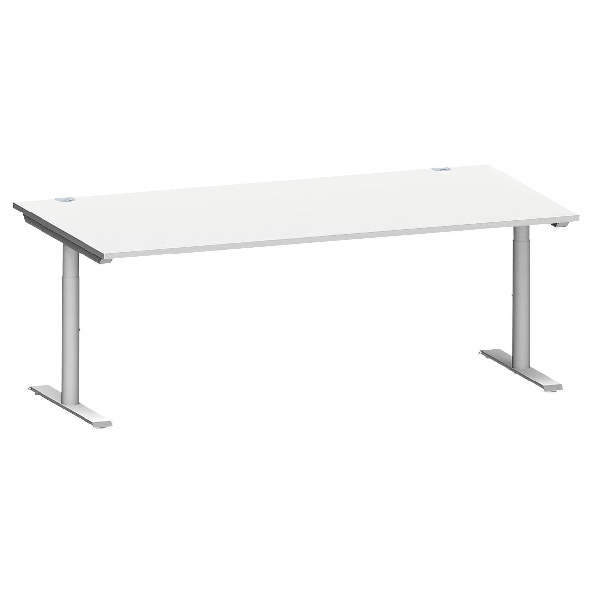 Schäfer Shop Genius Schreibtisch MODENA FLEX, T-Fuß-Rundrohr, B 2000 x T 1000 mm, lichtgrau/weißalu